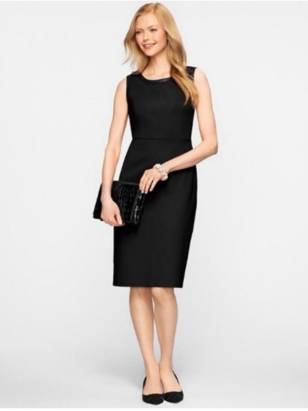Talbots 100% Pure Irish Linen Sleeveless Sheath Shift Dress Black Size 14P